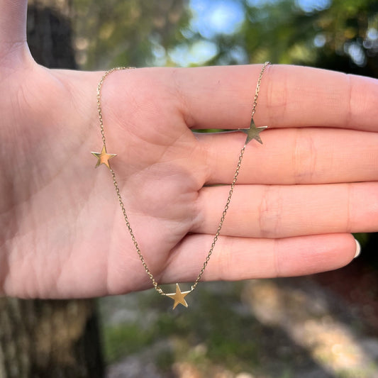 14k Gold Star Station Necklace - Contessa Fine Jewelry