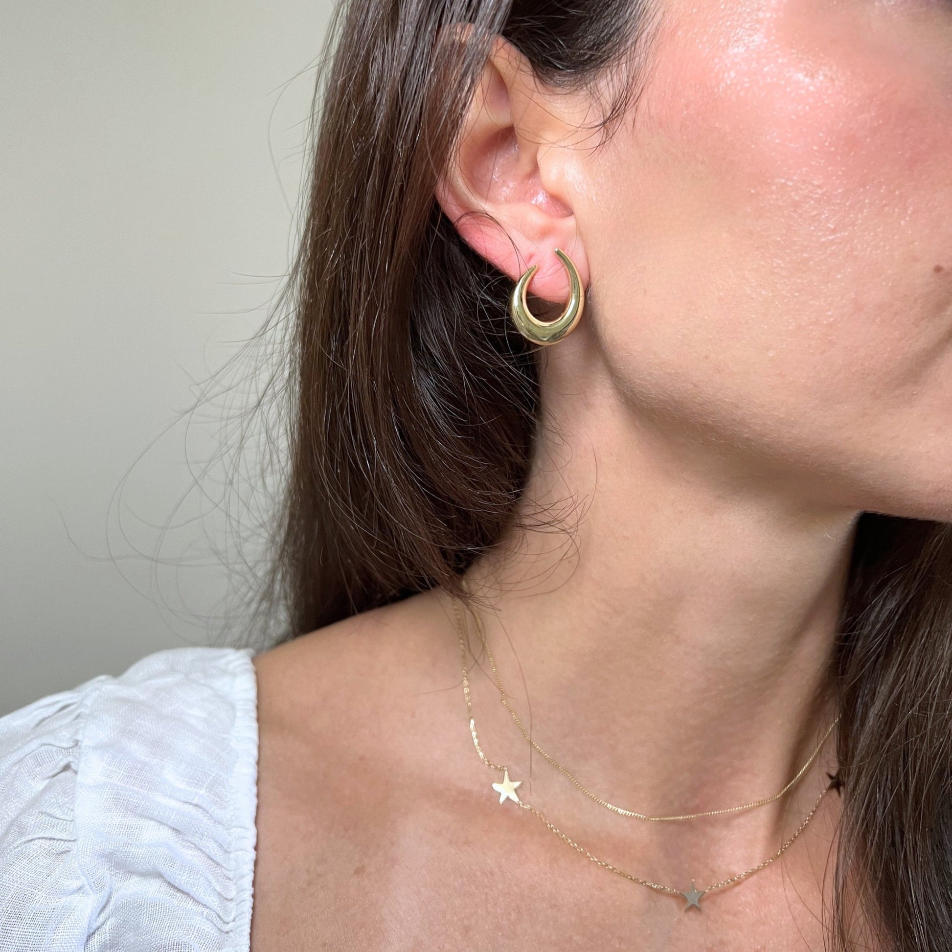 14k Gold Crescent Earrings - Contessa Fine Jewelry