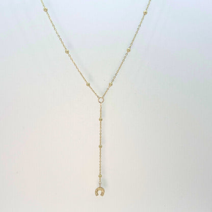 14k Gold Horseshoe Lariat Necklace - Contessa Fine Jewelry