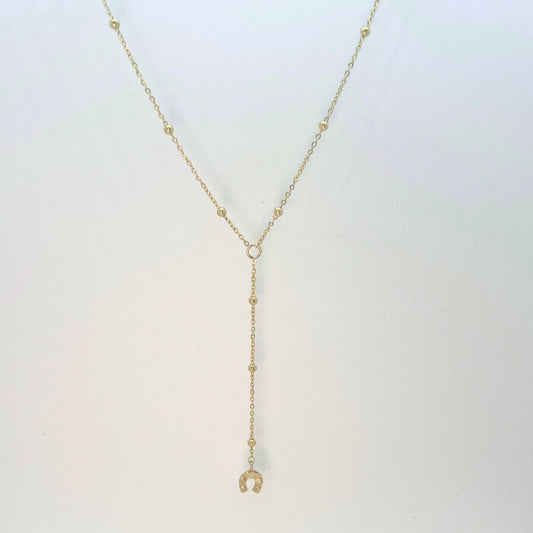 14k Gold Horseshoe Lariat Necklace - Contessa Fine Jewelry