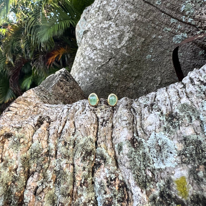 14k Gold Jade Bezel Set Stud Earrings - Contessa Fine Jewelry