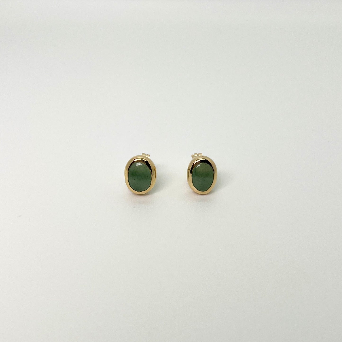 14k Gold Jade Bezel Set Stud Earrings - Contessa Fine Jewelry