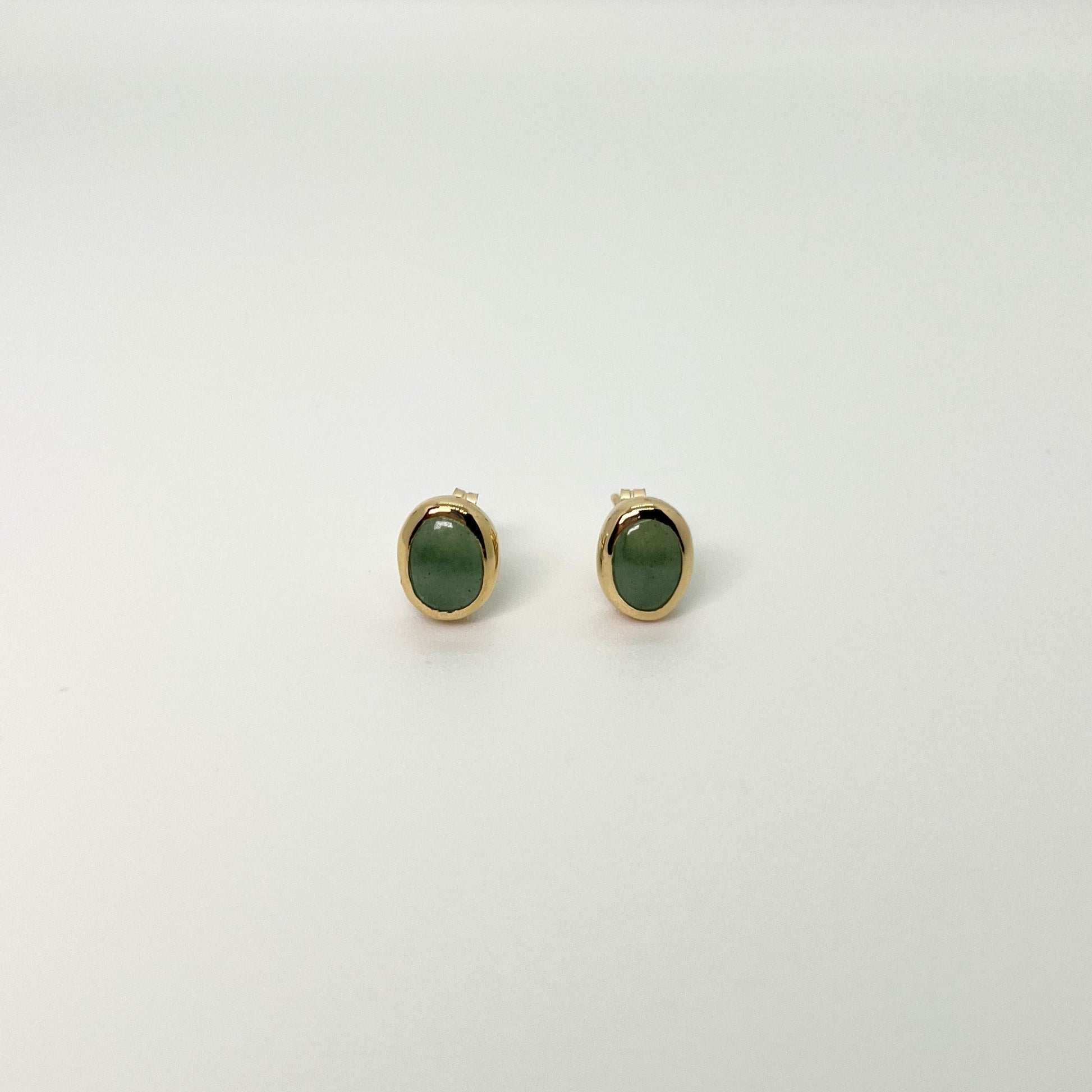 14k Gold Jade Bezel Set Stud Earrings - Contessa Fine Jewelry