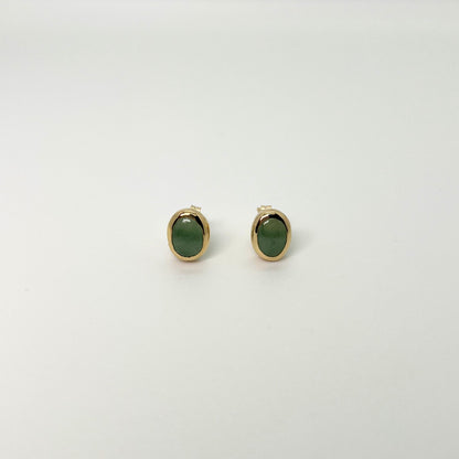14k Gold Jade Bezel Set Stud Earrings - Contessa Fine Jewelry