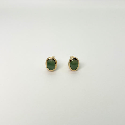 14k Gold Jade Bezel Set Stud Earrings - Contessa Fine Jewelry