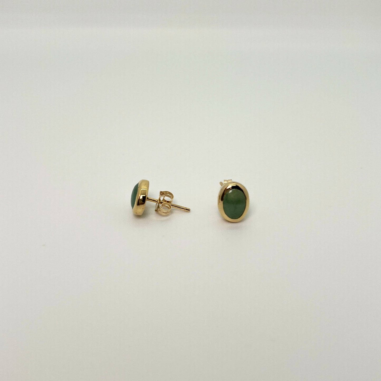 14k Gold Jade Bezel Set Stud Earrings - Contessa Fine Jewelry