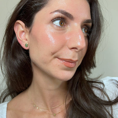 14k Gold Jade Bezel Set Stud Earrings - Contessa Fine Jewelry