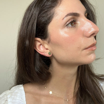 14k Gold Jade Bezel Set Stud Earrings - Contessa Fine Jewelry