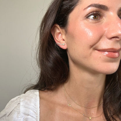 14k Gold Star Climber Earrings - Contessa Fine Jewelry