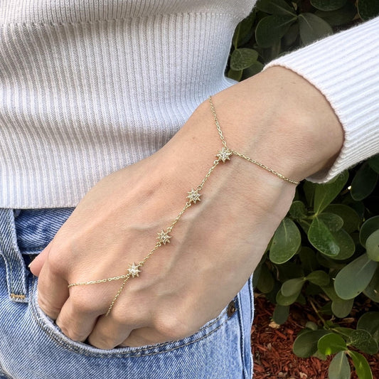 14k Gold Star Handchain - Contessa Fine Jewelry