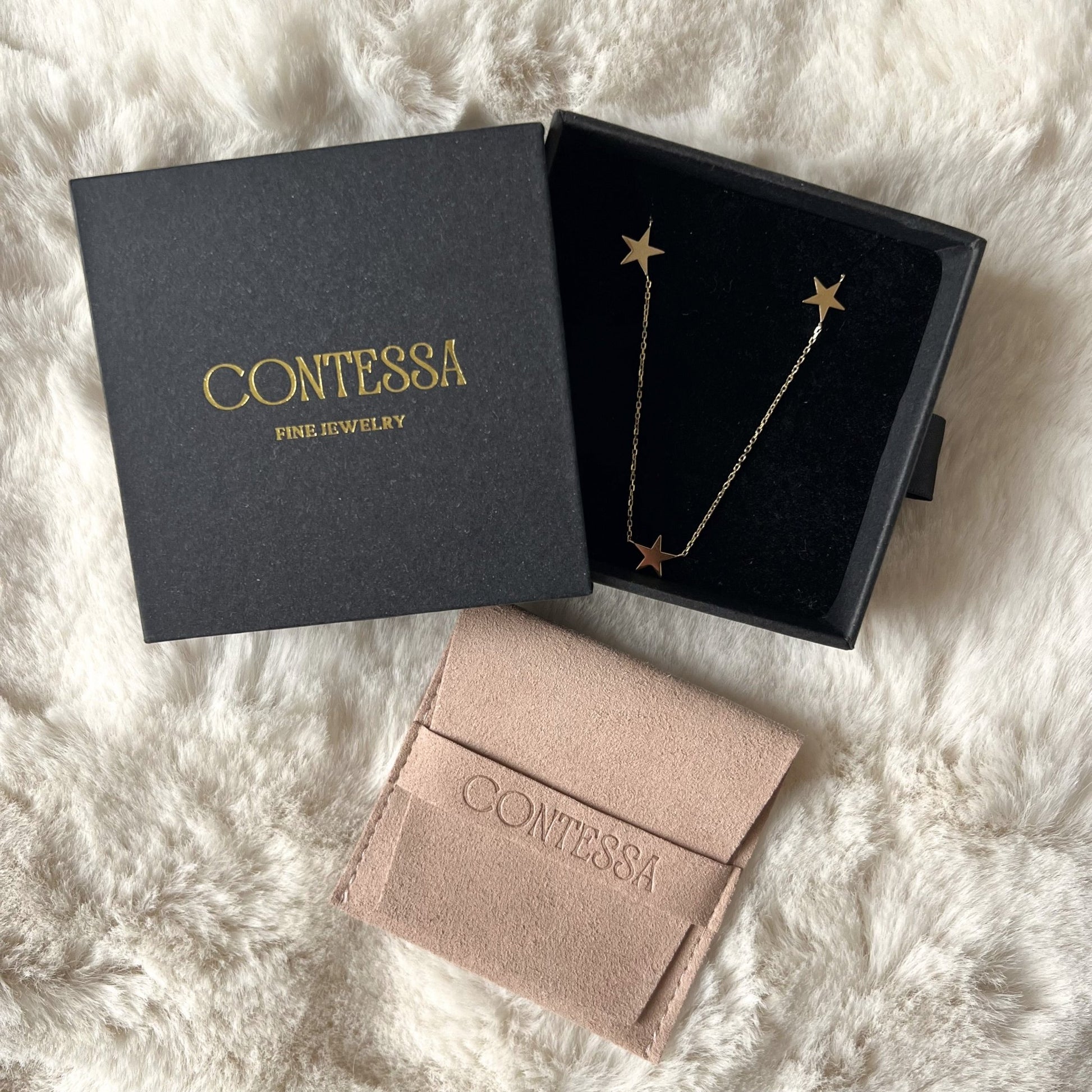 14k Gold Star Station Necklace - Contessa Fine Jewelry