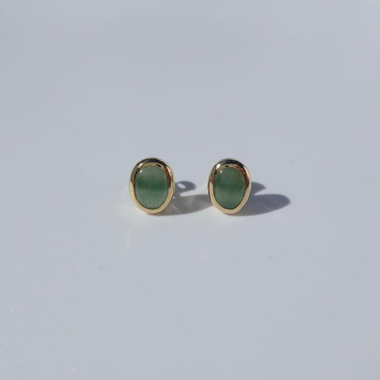 Jade Bezel Set Stud Earrings - Contessa Fine Jewelry